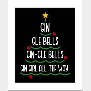 Gin-Gle Bells Gin Girl All The Way - For Gin Lovers - Funny Christmas Drink Posters and Art